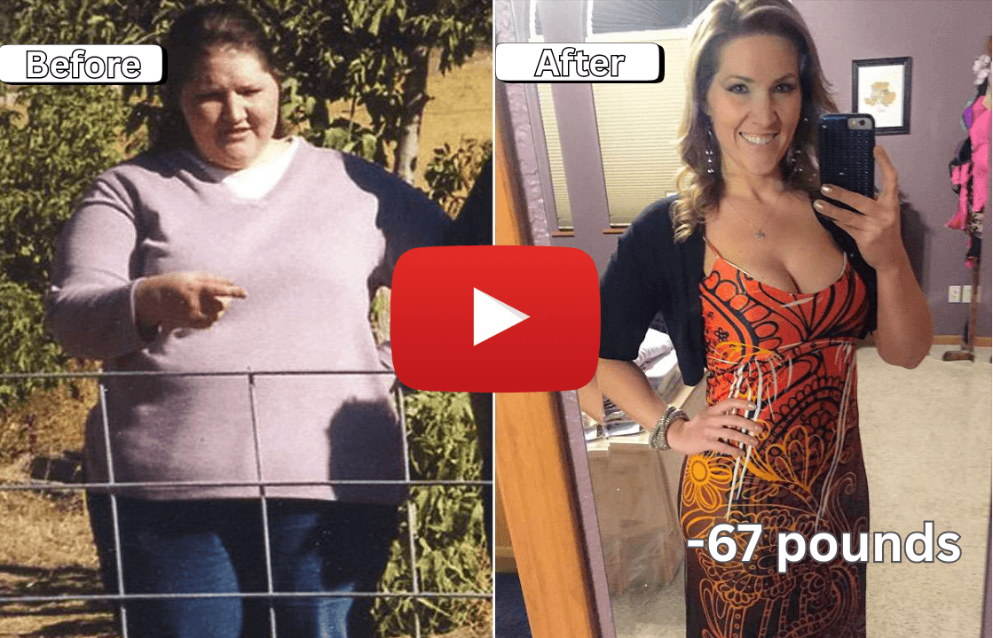 Before and after transformation with nighttime weight loss tonic, showing a frustrated woman losing weight and gaining energy